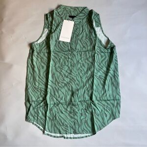 Wildfang The Empower Sleeveless Button Up Shirt Zebra Print XS